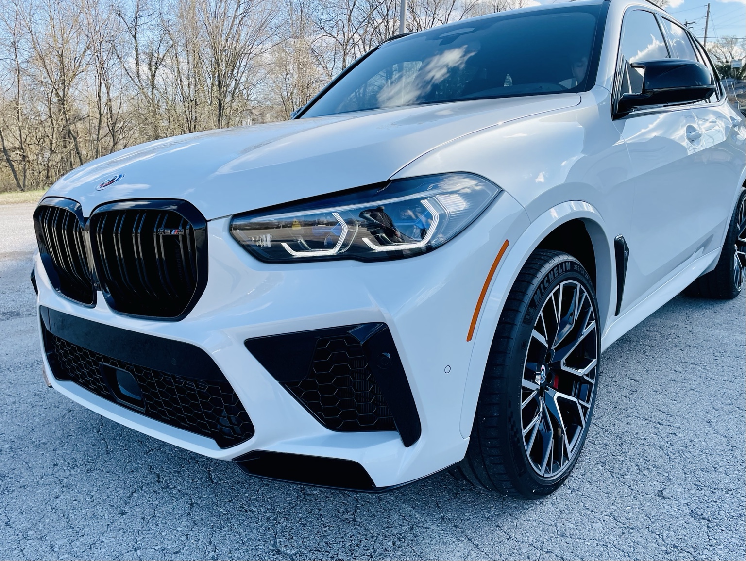 White BMW X5 M Competition after Full Front and Track Pack PPF, ceramic tint and ceramic coating