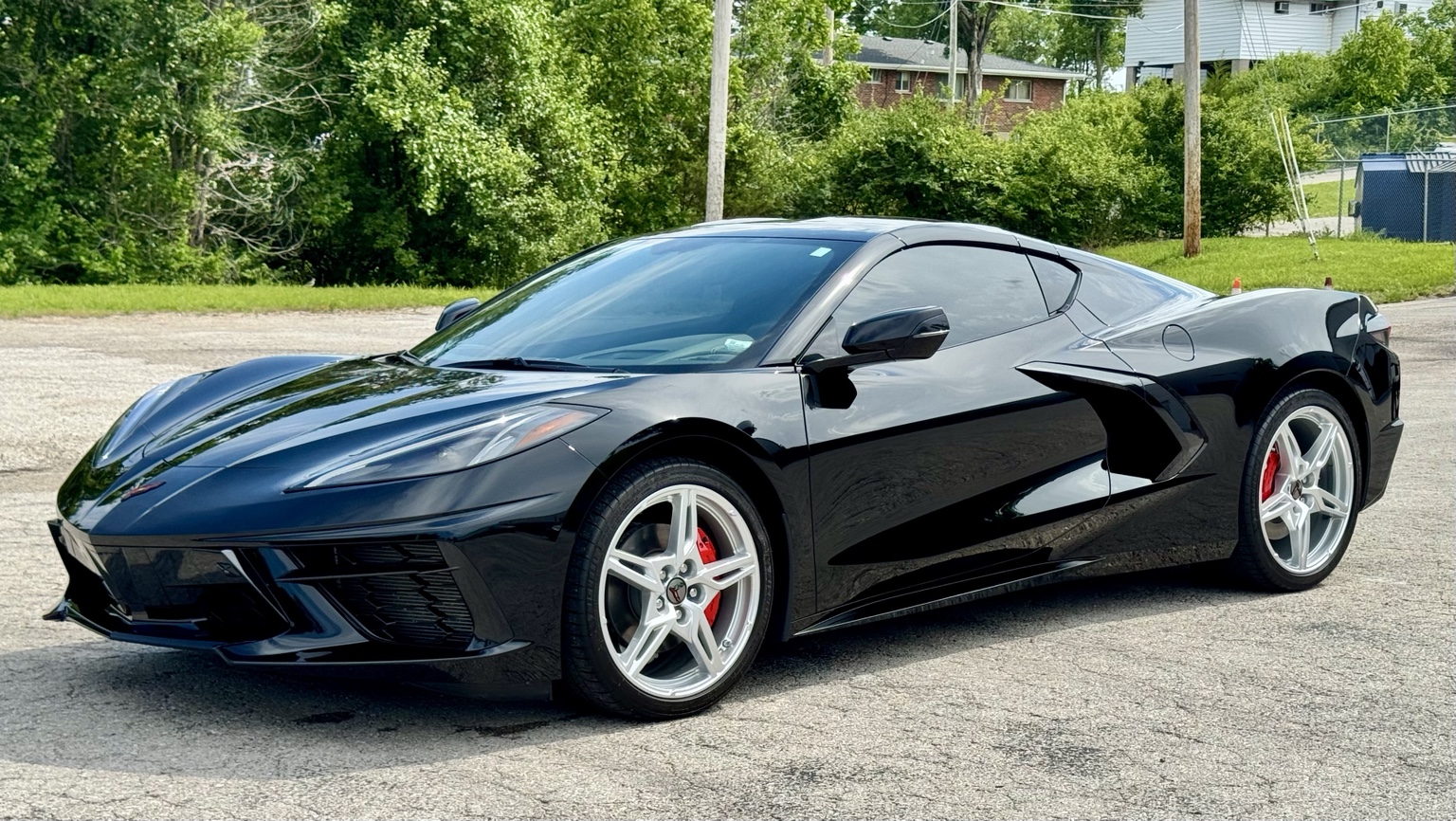 Black C8 Corvette after automotive protection service in Arnold Missouri