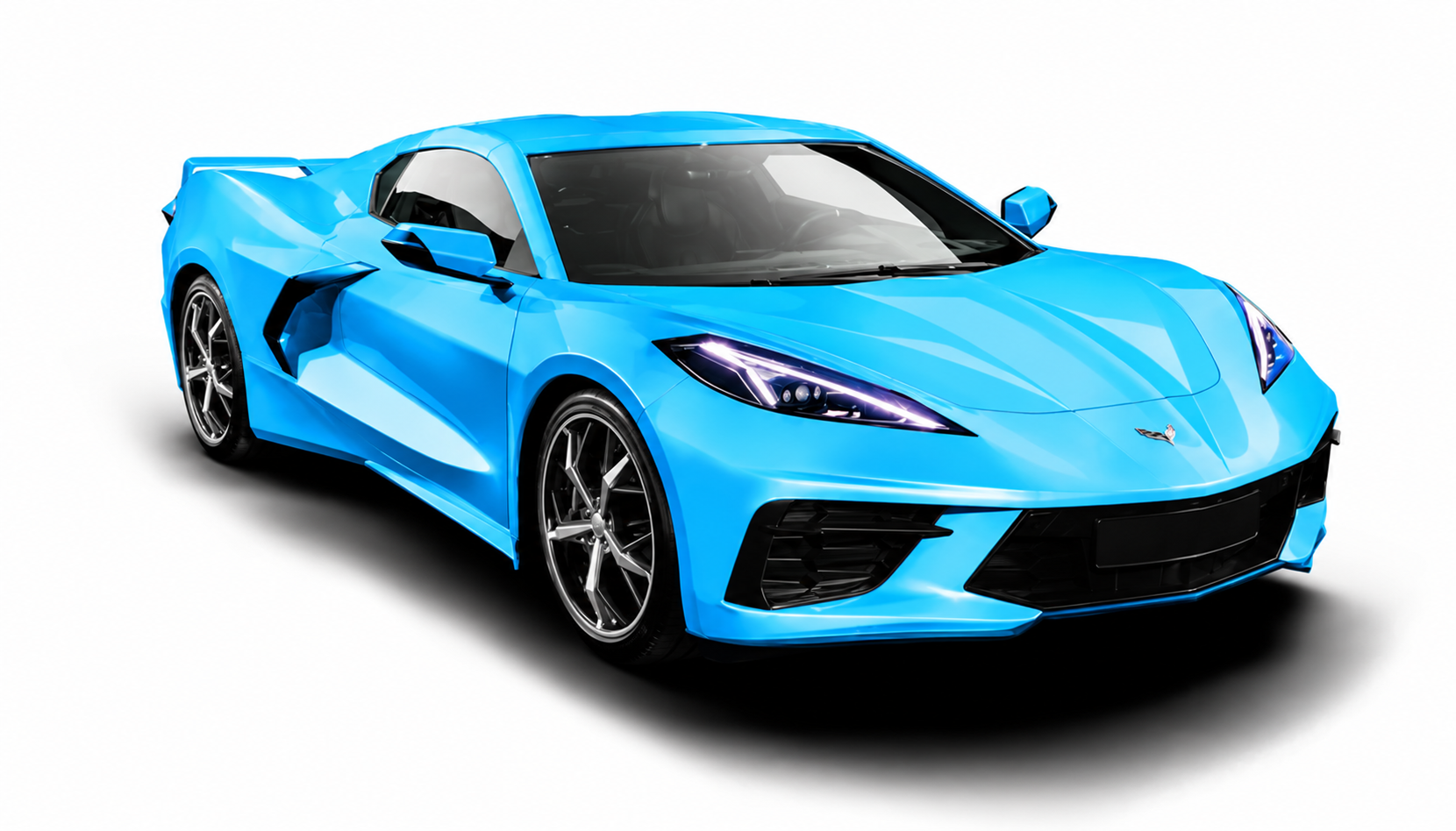 Full Body PPF coverage highlighted in blue on a Corvette